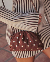 Crisetta Suede Studded Crossbody Bag