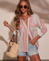 Larson Striped Button Down Top