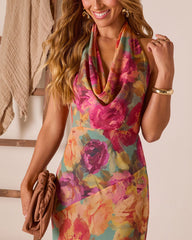 Sunlit Flora Halter Maxi Dress