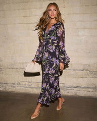 Roselune Printed Chiffon Maxi Dress