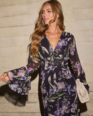 Roselune Printed Chiffon Maxi Dress