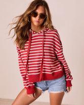 Farrien Striped Hooded Drawstring Sweater