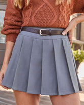 Clarah Pleated Belted Mini Skirt