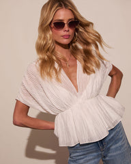 Corinna Pleated Chiffon Babydoll Top