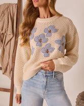 Briaria Embroidered Floral Crochet Sweater