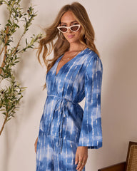 Loulen Striped Tie Dye Wrap Top