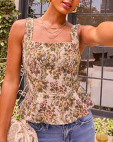 Rosemilk Floral Tapestry Peplum Top