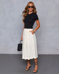 Dual Mode Color Block Midi Dress