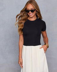 Dual Mode Color Block Midi Dress