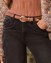 Burnt Umber Stacked Loop Leather Belt