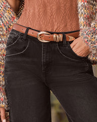 Burnt Umber Stacked Loop Leather Belt