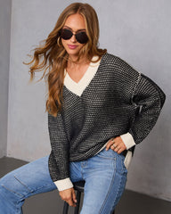Lesiette Contrast Crochet Knit Sweater