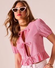 Nightingale Gingham Front Tie Top
