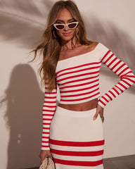 Montez Striped Off The Shoulder Top