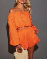 Elysia Off The Shoulder Long Sleeve Crop Top