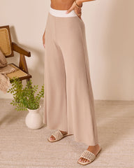 Tricia Contrast Waist Wide Leg Pants