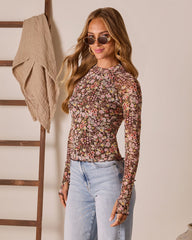 Honeyed Muse Mesh Mock Neck Top