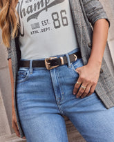 Lessette Leather Metal Buckle Belt