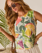 Tangerine Skies Linen Tropical Top