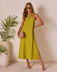 Tropic Whisper Halter Maxi Dress