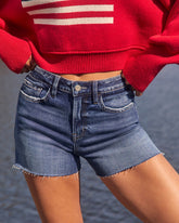 Western Light Distressed Denim Shorts