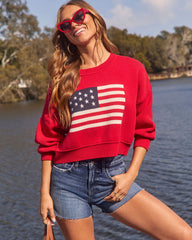 Elouise American Flag Crewneck Sweater
