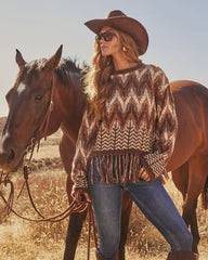 Chelie Fringe Abstract Sweater