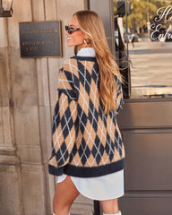 Blushleaf Argyle Crew Neck Sweater