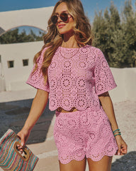 Marienna Crochet Short Sleeve Top