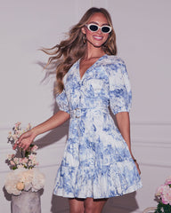 Anise Belted Abstract Mini Dress