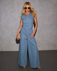 Tied In Love Bow Denim Vest Top