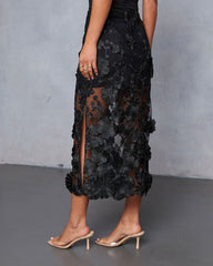 Nightsky Floral Applique Midi Skirt