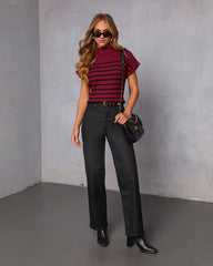 Cider Striped Mock Neck Sweater