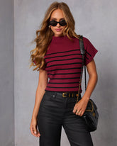 Cider Striped Mock Neck Sweater