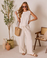 Grecian Glow Frayed Linen Top