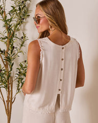 Grecian Glow Frayed Linen Top