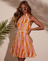 Zena Abstract Belted Mini Dress