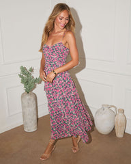 Kienna Floral Ruffle Chiffon Midi Dress