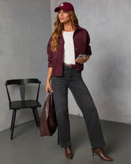 Plum Skies Suede Front Button Shirt Jacket