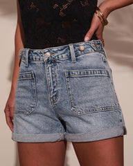 Marta Buttoned Waist Denim Shorts