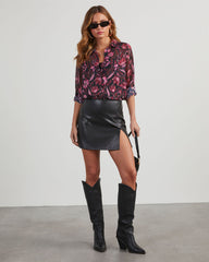 Kendra Printed Button Down Blouse
