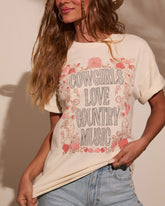 Cowgirls Love Country Music Short Sleeve Graphic Tee