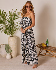 Windswept Strapless Waist Tie Jumpsuit