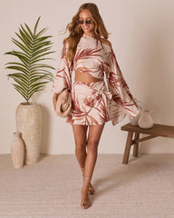 Ramiah Wrap Tropical Mini Skirt