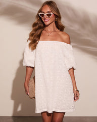 Mirelle Eyelet Off The Shoulder Mini Dress