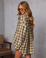 Bonfire Babes Oversized Plaid Button Down Top