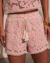 Marney Embroidered Open Knit Shorts