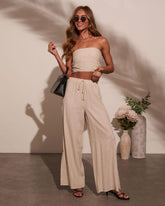 Lida Buttoned Striped Wide Leg Pants