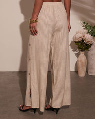 Lida Buttoned Striped Wide Leg Pants