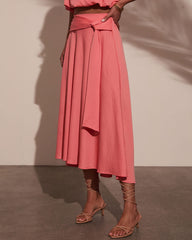 Sharena Waist Tie Midi Skirt